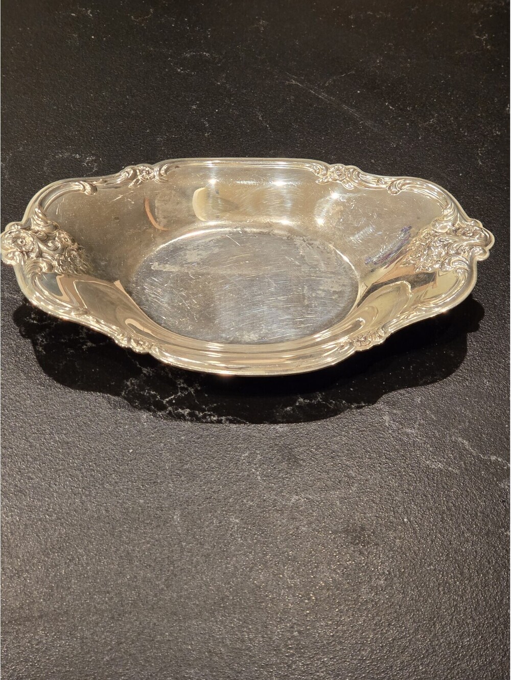 International Silver Company #448 Silver-Plate Orleans Rose Oval Tray